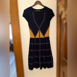 Alessandro Meile Italy color block geometric pattern knit dress size M